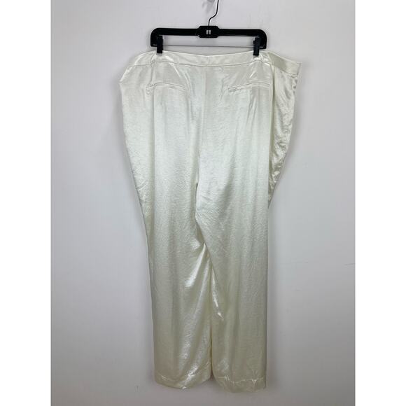 J.Crew Anna October Wide Leg Trouser Textured Satin Relaxed Ivory US 22 NWT - Picture 15 of 16